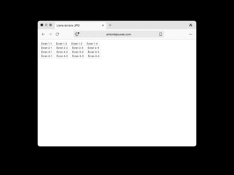 image d'interface web montrant uniquement une série de bouton gris sur fond blanc portant des numéros