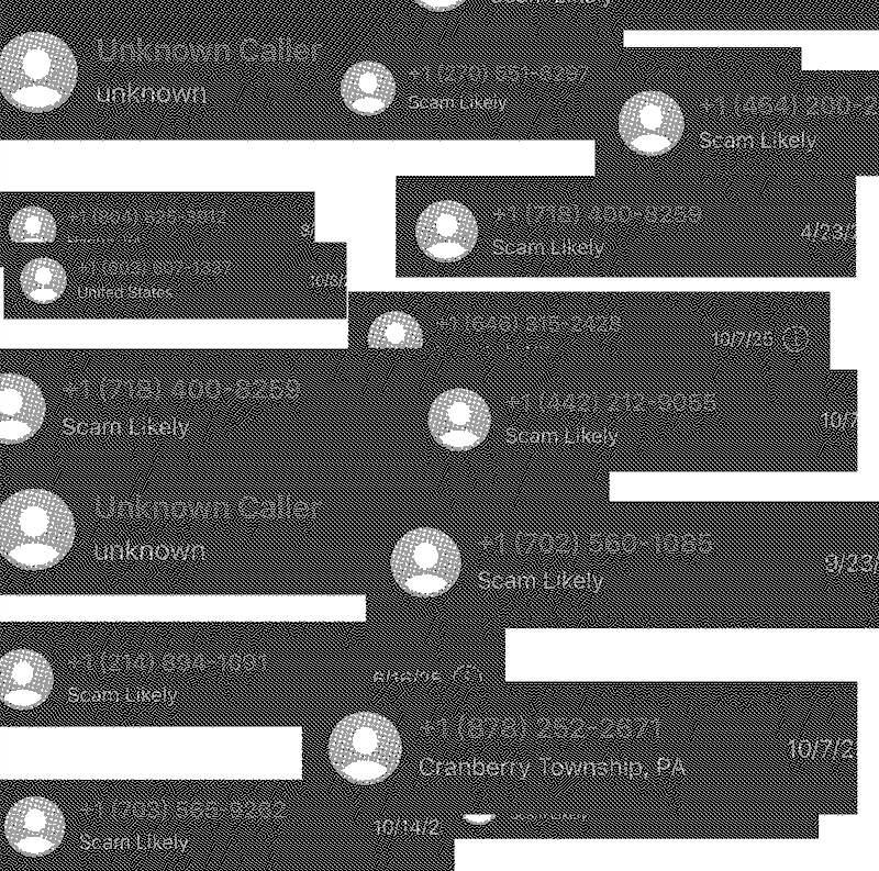interface montrant des notifications d'appels et spams