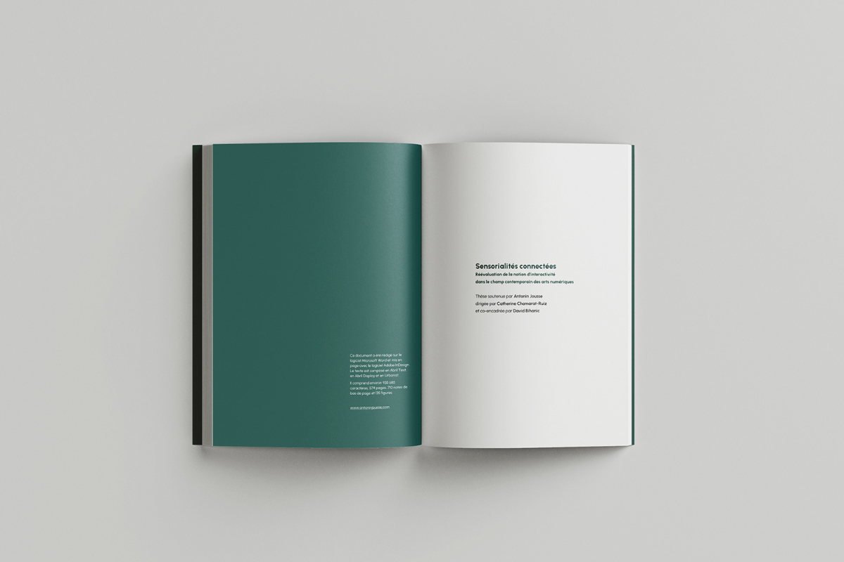 page intérieur de titre, une page verte et une page comprenant le titre de la thèse