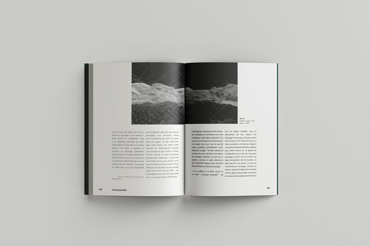 double page avec image et texte, interlude sur une création